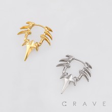 GOTHIC CLAW-LIKE SPIKES CENTRAL DAGGER 316L SURGICAL STEEL EARRING